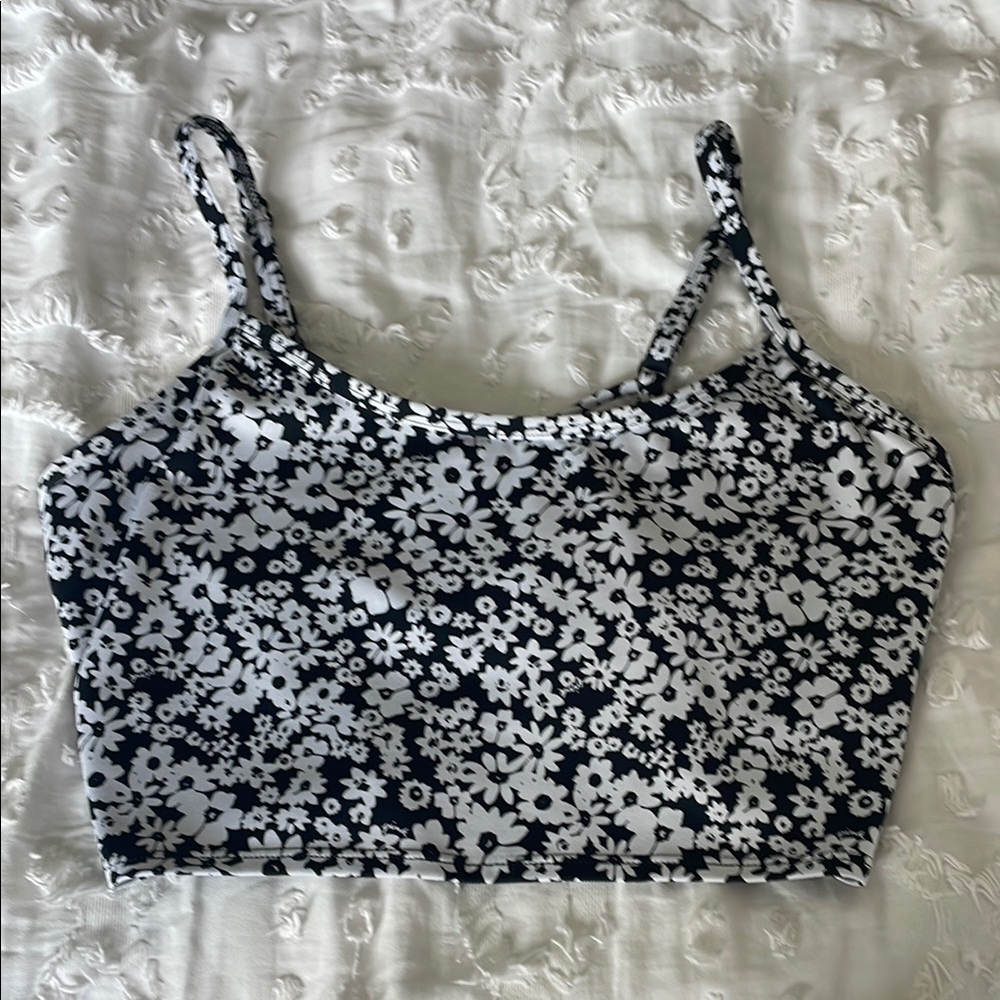 PINK Victoria's Secret Black and White Floral Tank Top